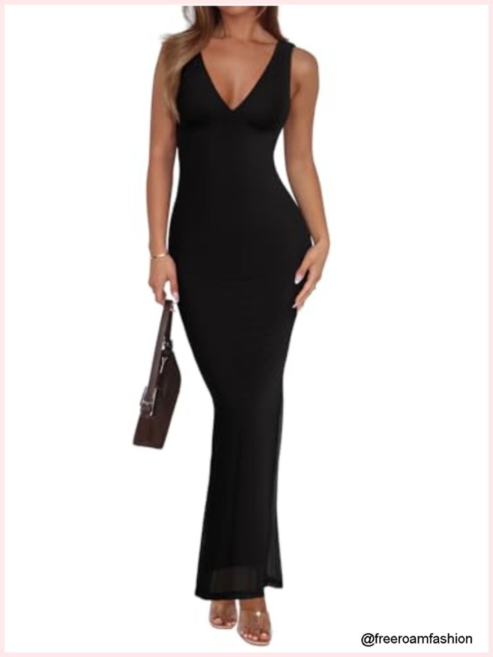 Women's V-Neck Sleeveless Maxi Dress Bodycon Mesh Sheer Summer Party Dress
